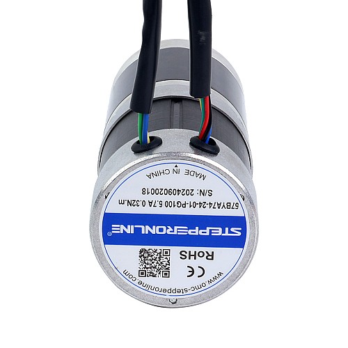 Okrągły silnik BLDC z przekładnią 24V, 101W, 20,00Nm(2832,23oz.in) Okrągła przekładnia planetarna 100:1 - 57BYA74-24-01-PG100 | StepperOnline