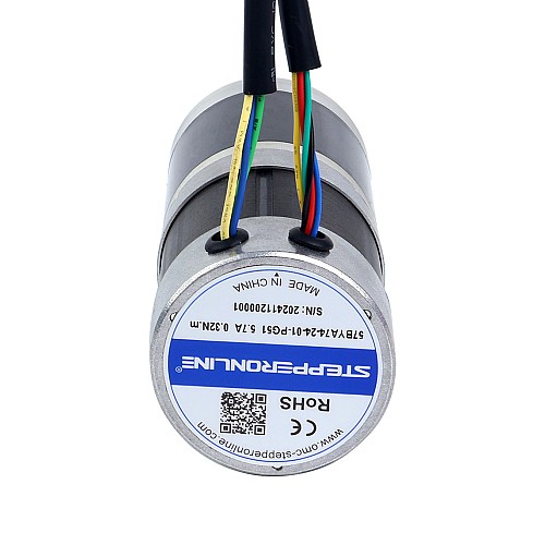 Okrągły silnik BLDC z przekładnią 24V, 101W, 11,42Nm(1617,20oz.in) Okrągła przekładnia planetarna 51:1 - 57BYA74-24-01-PG51 | StepperOnline