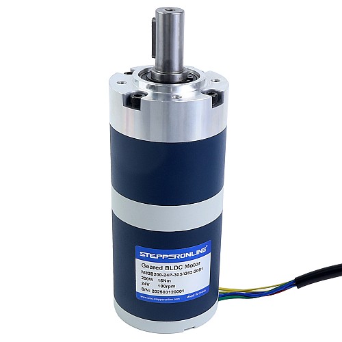24V 200W 100RPM Bezszczotkowy Silnik DC z Przekładnią 15,00Nm(2124,17oz.in) 30:1 Przekładnia Planetarna - M82B200-24P-30S/G82-30S1 | StepperOnline