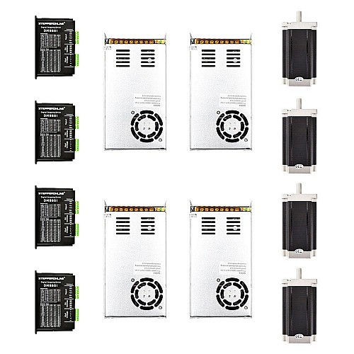 4-osiowy zestaw routera CNC 13,0Nm(1841oz.in) Nema 34 Silnik krokowy i sterownik 4-osiowy zestaw routera CNC 13,0Nm(1841oz.in) Nema 34 Silnik krokowy i sterownik
