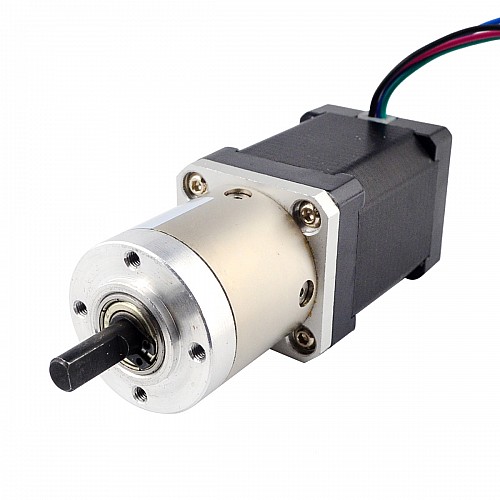 Nema 14 Stepper L=52mm z tylnym wałem i otworem na śrubę i przełożeniem przekładni 14:1 Nema 14 Stepper L=52mm z tylnym wałem i otworem na śrubę i przełożeniem przekładni 14:1