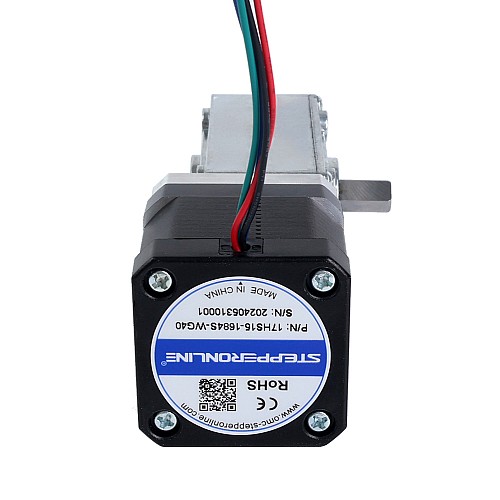 Silnik krokowy Nema 17 L = 39mm 1,68A Przełożenie przekładni 40:1 Kwadratowa przekładnia ślimakowa - 17HS15-1684S-WG40 | StepperOnline