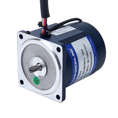 Jednofazowy 220VAC 15W 50Hz Kołnierz 70mm Przełożenie 50:1 Silnik indukcyjny prądu przemiennego z przekładnią czołową 15W 220VAC 50Hz 1,8-27RPM 4,54Nm(642,92oz.in) Kołnierz 70mm Jednofazowy silnik prądu przemiennego o zmiennej prędkości z przekładnią czołową - 3IK15RGN-C/3GN50K | StepperOnline