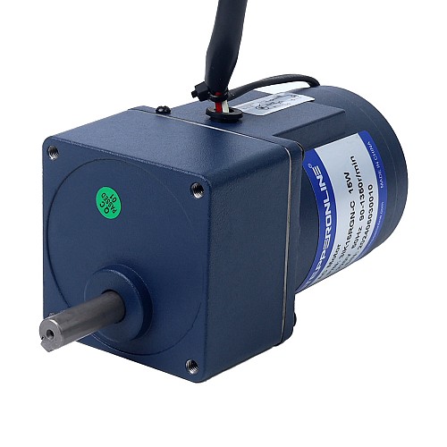 Jednofazowy 220VAC 15W 50Hz Kołnierz 70mm Przełożenie 50:1 Silnik indukcyjny prądu przemiennego z przekładnią czołową 15W 220VAC 50Hz 1,8-27RPM 4,54Nm(642,92oz.in) Kołnierz 70mm Jednofazowy silnik prądu przemiennego o zmiennej prędkości z przekładnią czołową - 3IK15RGN-C/3GN50K | StepperOnline