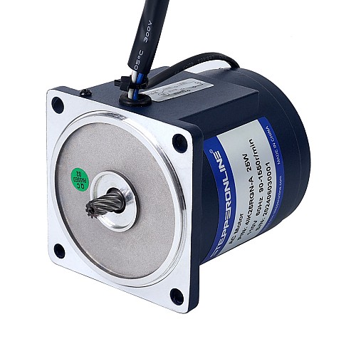 Jednofazowy 110VAC 25W 60Hz Kołnierz 80mm Przełożenie 20:1 Silnik indukcyjny prądu przemiennego z przekładnią czołową 25W 110VAC 60Hz 4,5-77,5RPM 2,43Nm(344,12oz.in) Kołnierz 80mm Jednofazowy silnik prądu przemiennego o zmiennej prędkości z przekładnią czołową - 4IK25RGN-A/4GN20K | StepperOnline
