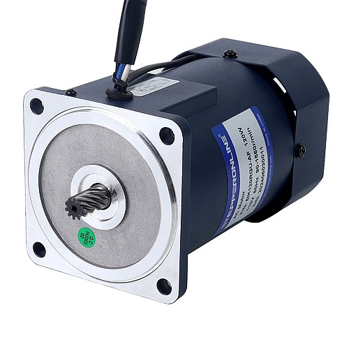 Jednofazowy 110VAC 120W 60Hz Kołnierz 90mm Przełożenie 3:1 Silnik indukcyjny prądu przemiennego z przekładnią czołową 120W 110VAC 60Hz 30-516,67RPM 1,72Nm(243,57oz.in) Kołnierz 90mm Jednofazowy silnik prądu przemiennego o zmiennej prędkości z przekładnią czołową - 5IK120RGU-AF/5GU3KB | StepperOnline