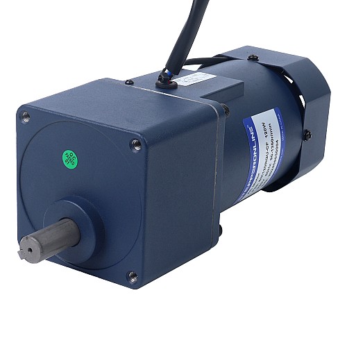 Jednofazowy 110VAC 120W 60Hz Kołnierz 90mm Przełożenie 3:1 Silnik indukcyjny prądu przemiennego z przekładnią czołową 120W 110VAC 60Hz 30-516,67RPM 1,72Nm(243,57oz.in) Kołnierz 90mm Jednofazowy silnik prądu przemiennego o zmiennej prędkości z przekładnią czołową - 5IK120RGU-AF/5GU3KB | StepperOnline