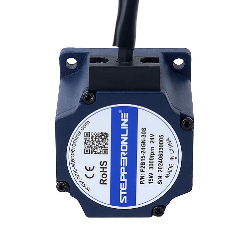 Bezszczotkowy silnik prądu stałego 24V 15W 15RPM z przekładnią 3,00Nm(424,84oz.in) Skrzynia biegów czołowa 200:1 - F2B15-24GN-30S/2GN200K | StepperOnline