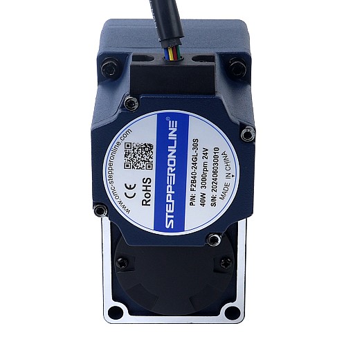 24V 40W 20RPM 13,00Nm(1840,95oz.in) Bezszczotkowy silnik prądu stałego z przekładnią 150:1 z wałem drążonym przekładnią równoległą - F2B40-24GL-30S/2GL150RC | StepperOnline UK