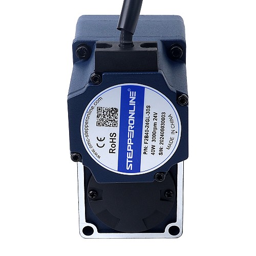 24V 40W 100RPM 2,80Nm(396,51oz.in) Bezszczotkowy silnik prądu stałego z przekładnią 30:1 z wałem drążonym przekładnią równoległą - F2B40-24GL-30S/2GL30RC | StepperOnline UK