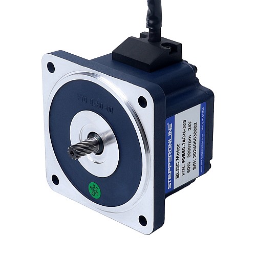 24V 84W 350RPM Bezszczotkowy silnik prądu stałego z przekładnią 1.89Nm(267.65oz.in) 10:1 Precyzyjna skrzynia biegów Bezszczotkowy silnik prądu stałego 24V 60W 30RPM z przekładnią 10,00Nm(1416,12oz.in) Skrzynia biegów czołowa 100:1 - F5B60-24GN-30S/5GN100K | StepperOnline