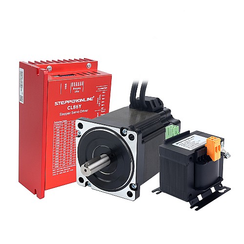 Zestaw CNC silnika krokowego z zamkniętą pętlą YS serii 1 osi 6,50Nm(920,48oz.in) Silnik Nema 34 z kablami 1,5m i transformatorem AC - 1-ACLYS65-1M5 | StepperOnline