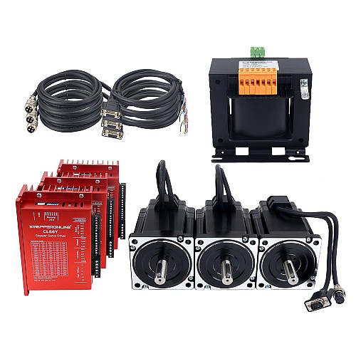 Zestaw CNC silnika krokowego z zamkniętą pętlą YS serii 3 osi 6,50Nm(920,48oz.in) Silnik Nema 34 z kablami 2,0m i transformatorem AC - 3-ACLYS65 | StepperOnline