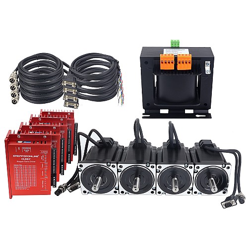 Zestaw CNC 4-osiowego silnika krokowego z zamkniętą pętlą serii YS 6,50Nm(920,48oz.in) Silnik Nema 34 z kablami 2,0m i transformatorem AC - 4-ACLYS65 | StepperOnline