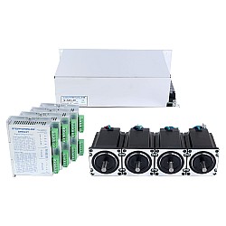 YS Seria 4 Oś Zestaw Silnika Krokowego 1.9Nm (269.06oz.in) Nema 23 Silnik Krokowy, Sterownik i Zasilacz 48V