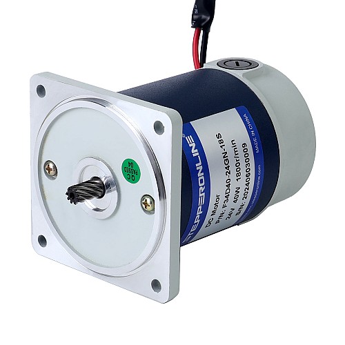 Szczotkowany 24V 40W 4,81Nm(681,15oz.in) 36RPM z silnikiem z przekładnią zębatą czołową 50:1 na prąd stały - F34D40-24GN-18S/4GN50K | StepperOnline