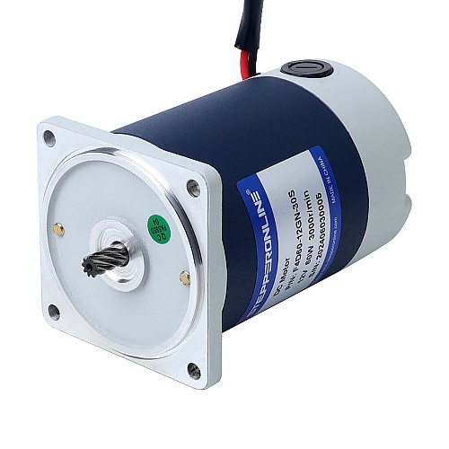 Szczotkowany silnik z przekładnią 12V DC60Kg.cm/3.5RPM w/ 1166:1 Przekładnia prostokątna Szczotkowany 12V 60W 8,00Nm(1132,89oz.in) 15RPM z silnikiem z przekładnią zębatą czołową 200:1 na prąd stały - F4D60-12GN-30S/4GN200K | StepperOnline