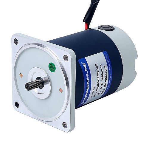 Szczotkowany 12V 60W 0,46Nm(65,14oz.in) 999RPM z silnikiem z przekładnią zębatą czołową 3:1 na prąd stały - F5D60-12GN-30S/5GN3K | StepperOnline