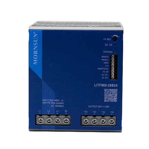 960W 48V 20.0A 3x320-600VAC/450-800VDC Szyna DIN Zasilacz impulsowy z funkcją PFC