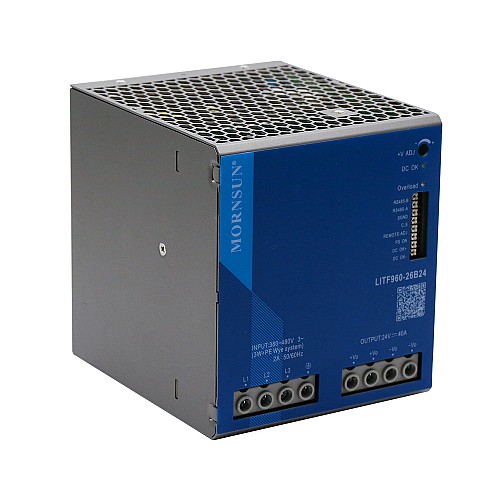 960W 48V 20.0A 3x320-600VAC/450-800VDC Szyna DIN Zasilacz impulsowy z funkcją PFC