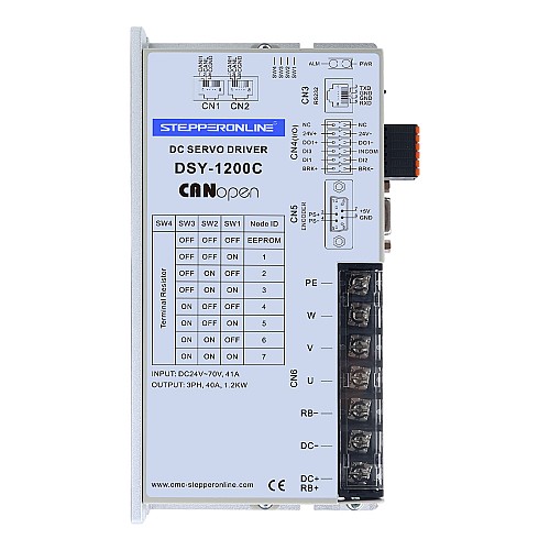 DSY Seria 1000W Silnik Serwo DC CANopen 24-70VDC 3,20Nm 3000rpm Enkoder Przyrostowy 17-Bit IP65 - DSY-C1000L2A2-M17S | StepperOnline DSY Seria 1000W Silnik Serwo DC CANopen 24-70VDC 3,20Nm 3000rpm Enkoder Przyrostowy 17-Bit IP65 - DSY-C1000L2A2-M17S | StepperOnline