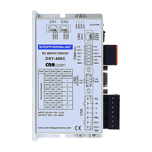 DSY Seria 400W Silnik Serwo DC CANopen 24-70VDC 1,27Nm 3000rpm Enkoder Przyrostowy 17-Bit IP65 - DSY-C400L2A2-M17S | StepperOnline