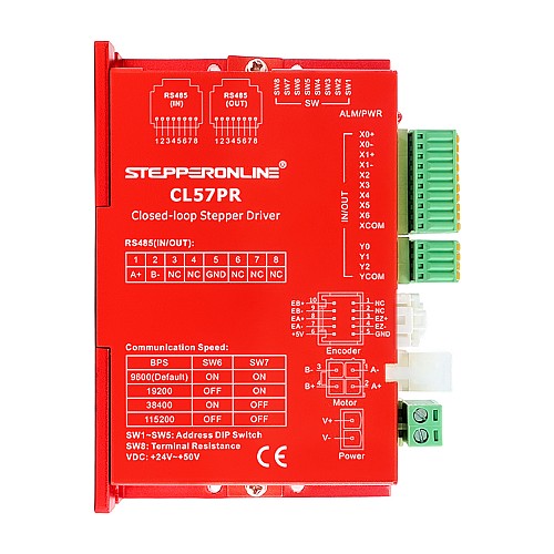 Sterownik silnika krokowego z zamkniętą pętlą Modbus RS485 seria Y 0-5,0A 20-50VDC do silników Nema 17, 23, 24 - CL57PR | StepperOnline Sterownik silnika krokowego z zamkniętą pętlą Modbus RS485 seria Y 0-5,0A 20-50VDC do silników Nema 17, 23, 24 - CL57PR | StepperOnline