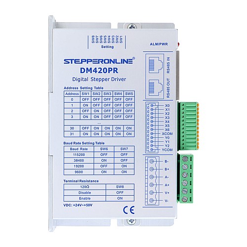Sterownik silnika krokowego Modbus RS485 seria Y 0-2,0A 24-50VDC do silników Nema 11, 14, 17 - DM420PR | StepperOnline
