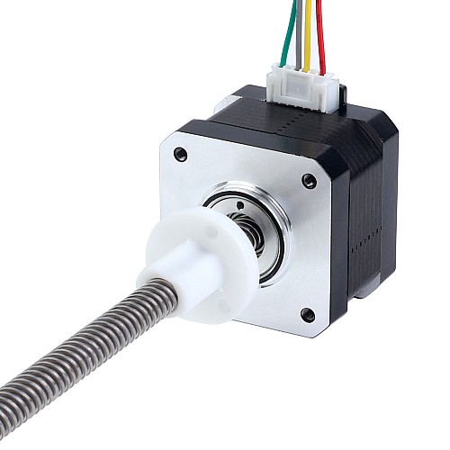 Nema 17 Zewnętrzny stos 34mm 0,4A Przewód 8mm(0,31496") Długość 150mm - 17E13S0404MB4-150RS | StepperOnline