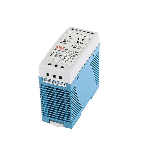 DRA-60-24 MEANWELL 60W 24VDC 2.5A 115/230VAC Jednowyjściowy zasilacz impulsowy