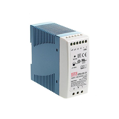 DRA-60-24 MEANWELL 60W 24VDC 2.5A 115/230VAC Jednowyjściowy zasilacz impulsowy