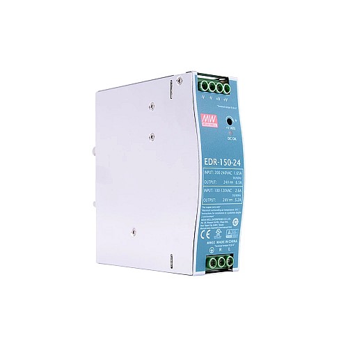 EDR-150-24 MEANWELL 150W 24VDC 5.2A 115VAC/6.5A 230VAC jednowyjściowy przemysłowy SZYNA DIN