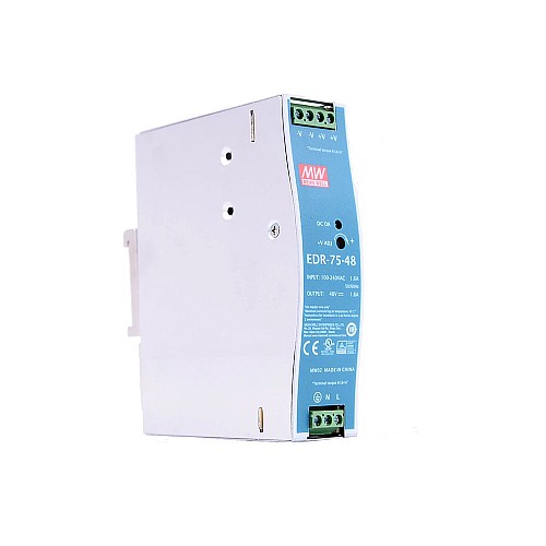 EDR-75-48 MEANWELL 76,8W 48VDC 1,6A 115/230VAC jednowyjściowe przemysłowa szyna DIN