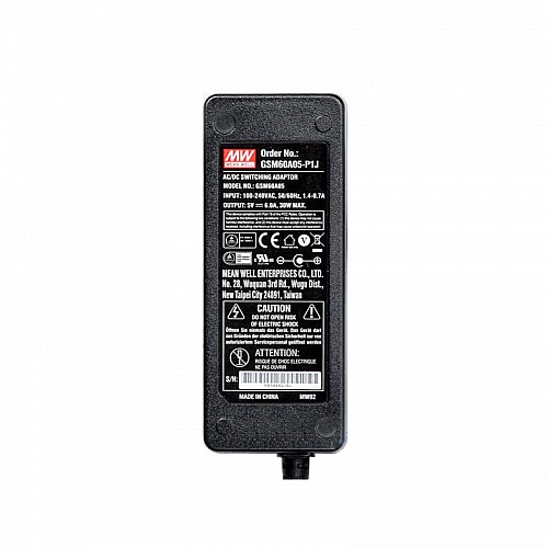 GSM60A05-P1J MEANWELL 30W 5VDC 6A 115/230VAC AC-DC Niezawodny zielony zasilacz medyczny