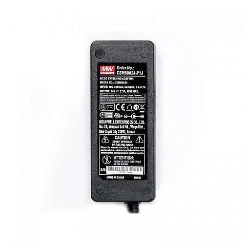 GSM60A24-P1J MEANWELL 60W 24VDC 2.5A 115/230VAC AC-DC Niezawodny zielony zasilacz medyczny