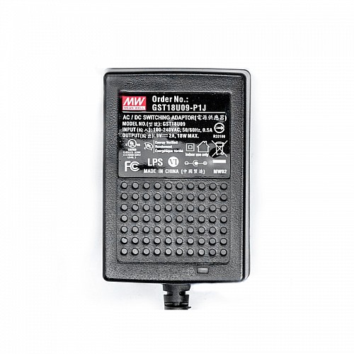 GST18U09-P1J MEANWELL 18W 9VDC 2A 115/230VAC AC-DC Niezawodny zielony zasilacz przemysłowy