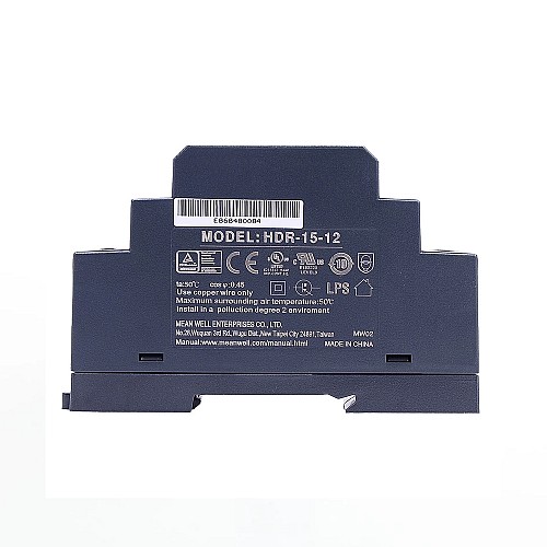 HDR-15-12 MEANWELL 15W 12VDC 1.25A 115/230VAC Ultra cienki zasilacz na szynę DIN HDR-15-12 MEANWELL 15W 12VDC 1.25A 115/230VAC Ultra cienki zasilacz na szynę DIN