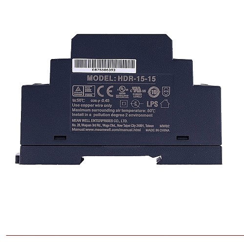 HDR-15-15 MEANWELL 15W 15VDC 1A 115/230VAC Ultra cienki zasilacz na szynę DIN HDR-15-15 MEANWELL 15W 15VDC 1A 115/230VAC Ultra cienki zasilacz na szynę DIN