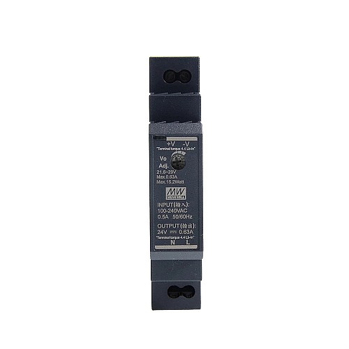 HDR-15-24 MEANWELL 15W 24VDC 0,63A 115/230VAC Ultra cienki zasilacz na szynę DIN