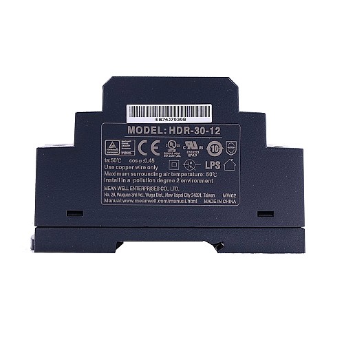 HDR-30-12 MEANWELL 24W 12VDC 2A 115/230VAC Ultra cienki zasilacz na szynę DIN