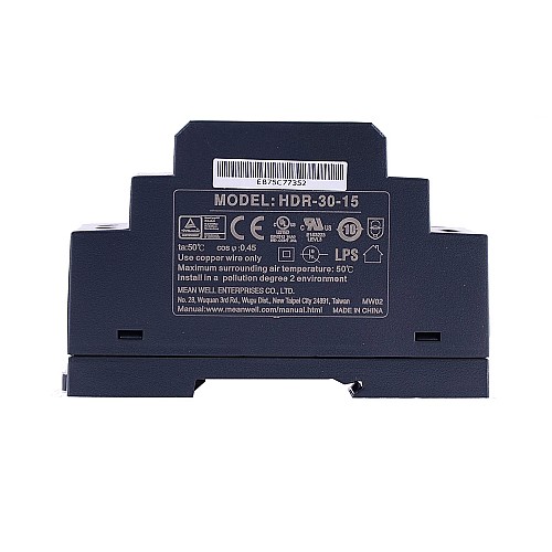 HDR-30-15 MEANWELL 30W 15VDC 2A 115/230VAC Ultra cienki zasilacz na szynę DIN