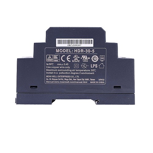 HDR-30-5 MEANWELL 15W 5VDC 3A 115/230VAC Ultra cienki zasilacz na szynę DIN