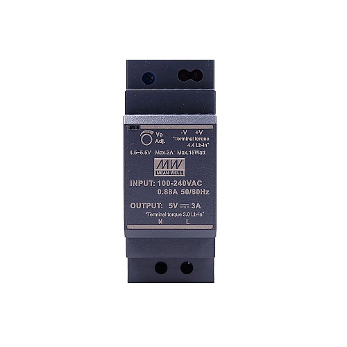 HDR-30-5 MEANWELL 15W 5VDC 3A 115/230VAC Ultra cienki zasilacz na szynę DIN