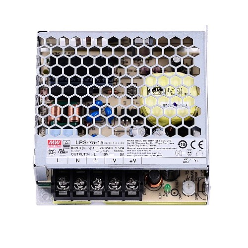 LRS-75-15 MEANWELL 75W 15VDC 5A 115/230VAC Zasilacz impulsowyW obudowie