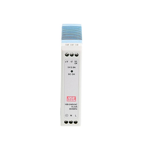 MDR-10-5 MEANWELL 10W 5VDC 2A 115/230VAC jednowyjściowy przemysłowy zasilacz na szynę DIN