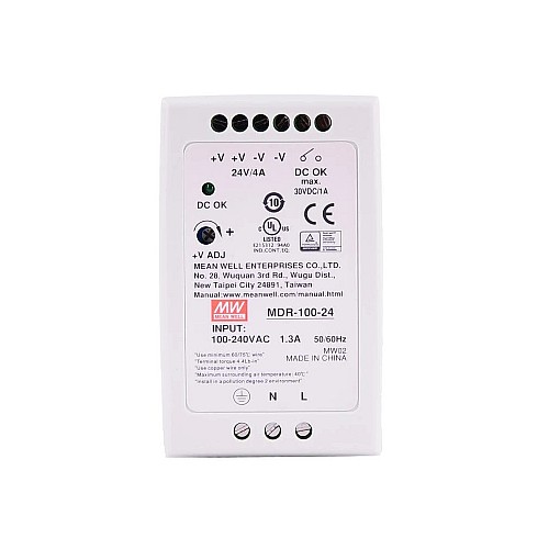 MDR-100-24 MEANWELL 100W 24VDC 4A 115/230VAC Zasilacz na szynę DIN