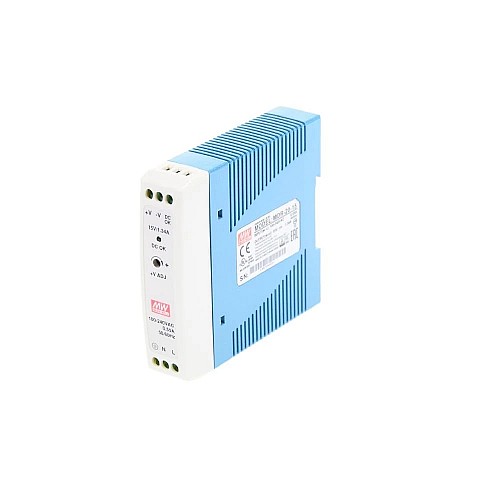 MDR-20-15 MEANWELL 20W 15VDC 1.34A 115/230VAC jednowyjściowy przemysłowy zasilacz na szynę DIN
