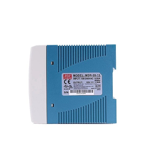 MDR-20-15 MEANWELL 20W 15VDC 1.34A 115/230VAC jednowyjściowy przemysłowy zasilacz na szynę DIN