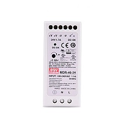 MDR-40-24 MEANWELL 40W 24VDC 1.7A 115/230VAC Zasilacz na szynę DIN