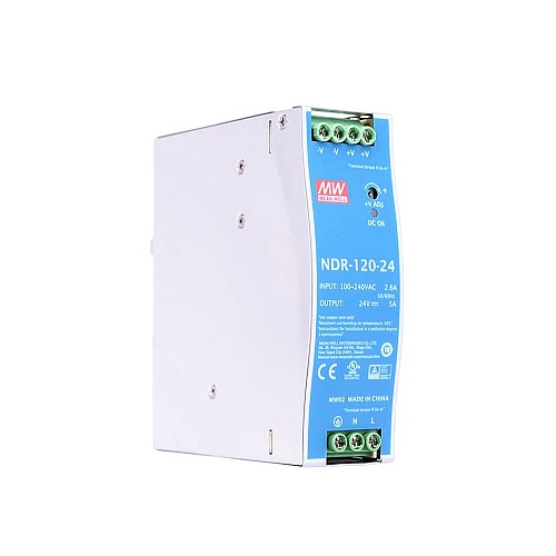 NDR-120-24 MEANWELL 120W 24VDC 5A 115/230VAC Zasilacz na szynę DIN NDR-120-24 MEANWELL 120W 24VDC 5A 115/230VAC Zasilacz na szynę DIN